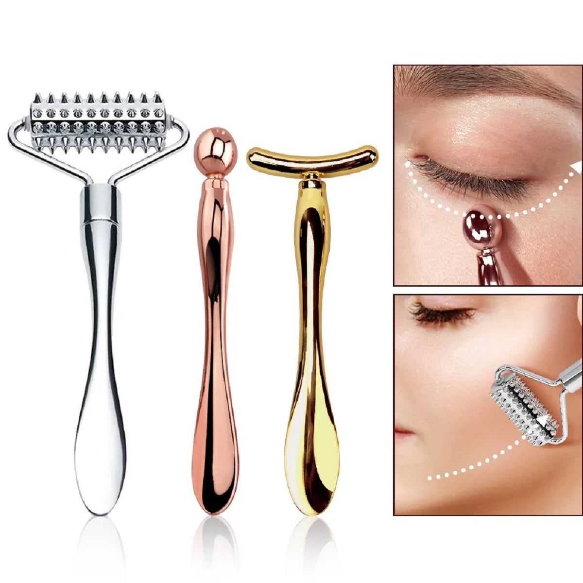 4Pcs Metal Eye Cream Applicator Roller Face Lifting Massage