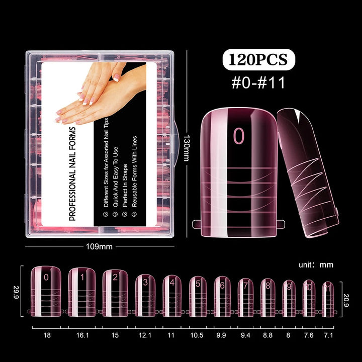 120-Pc Toe Nail Dual Forms – Full-Cover Gel Acrylic Extension Molds