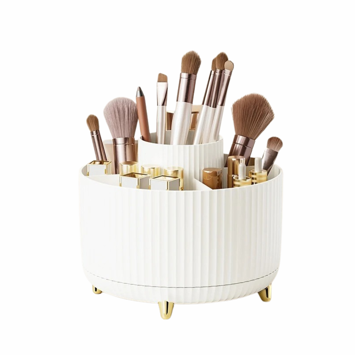 Rotating Makeup Brush Organizer – 360° Spinning Cosmetic Holder Box