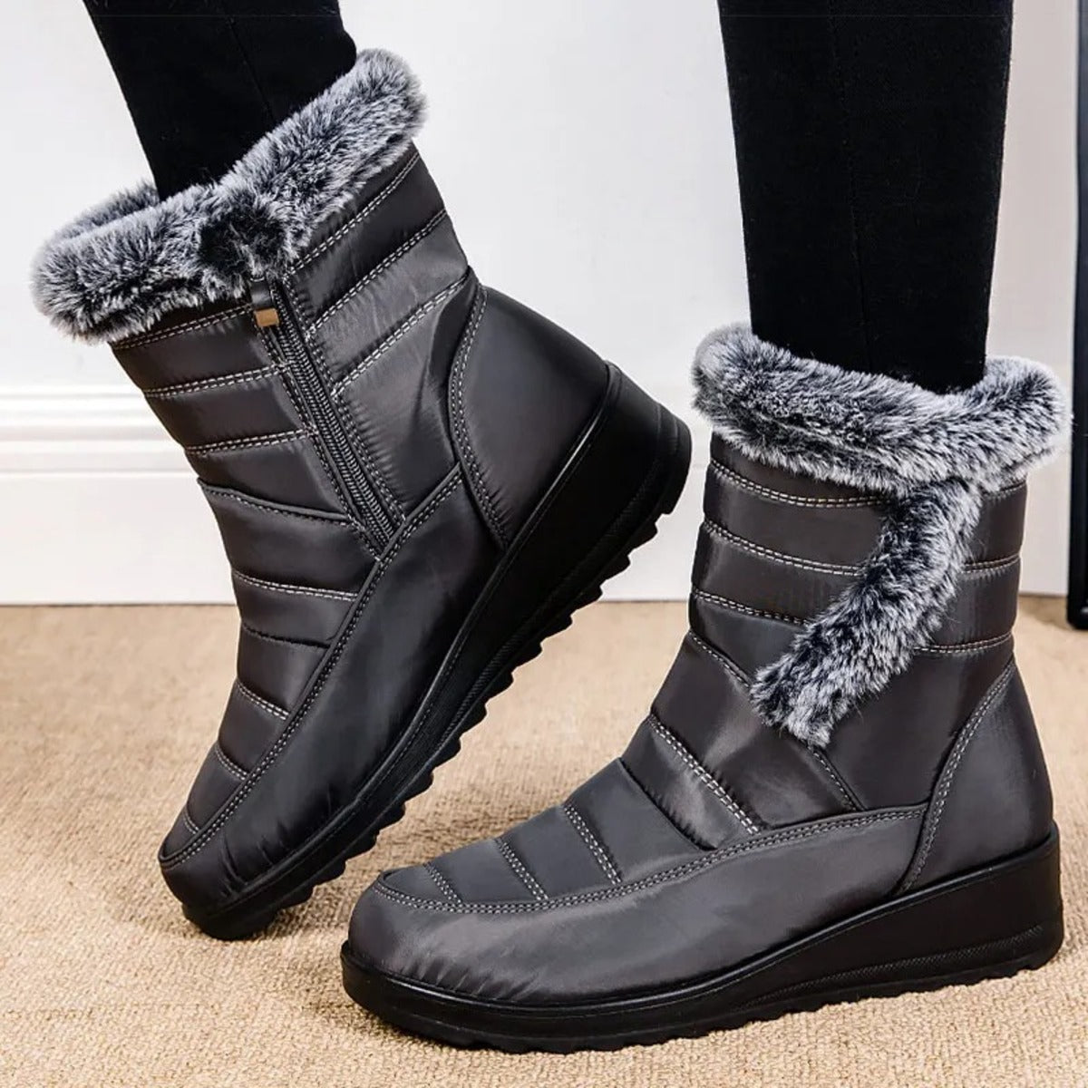 Women’s Warm Winter Fur Lined Low Heel Snow Boots