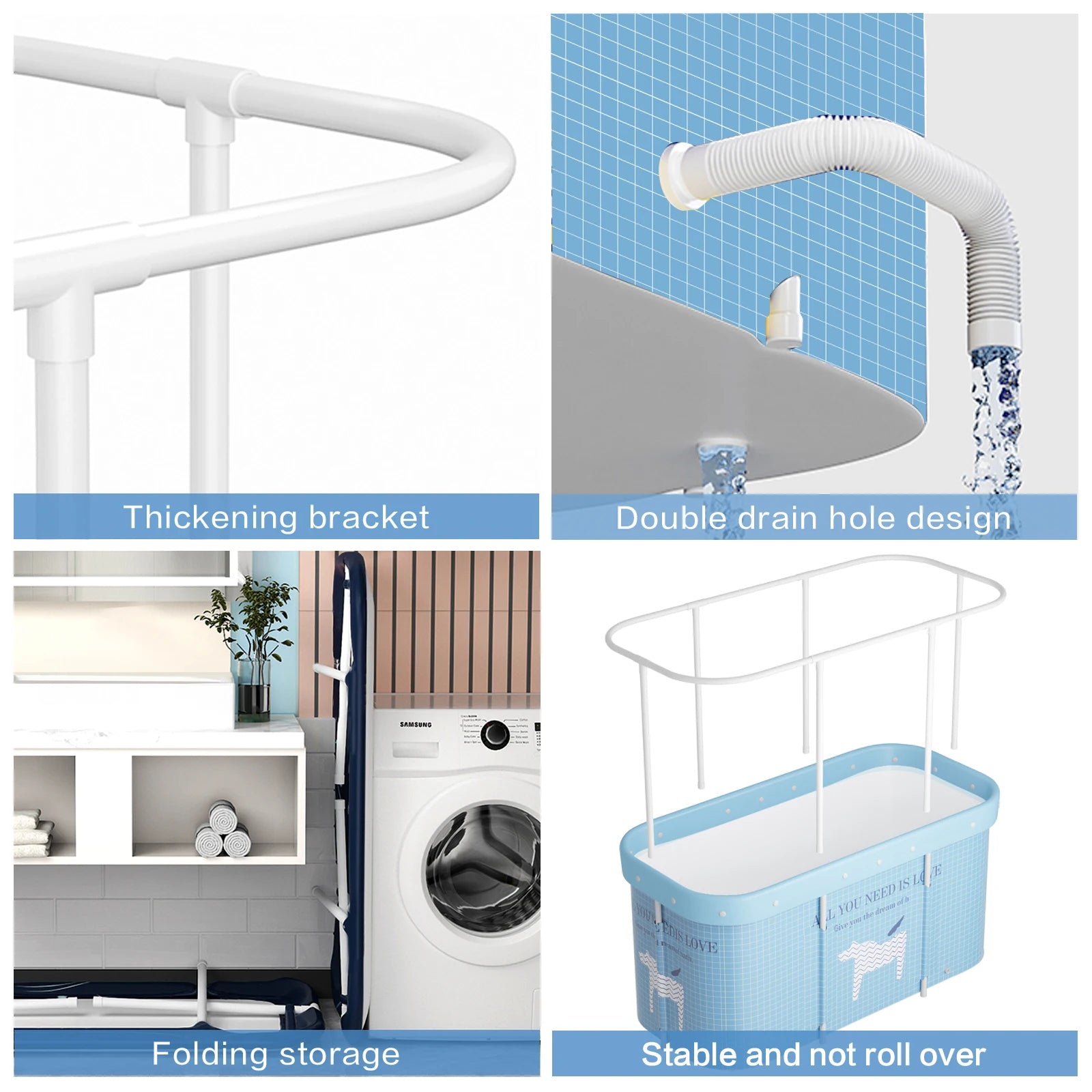 Portable Foldable Bathtub – Adult Standing Soaking Bath Tub