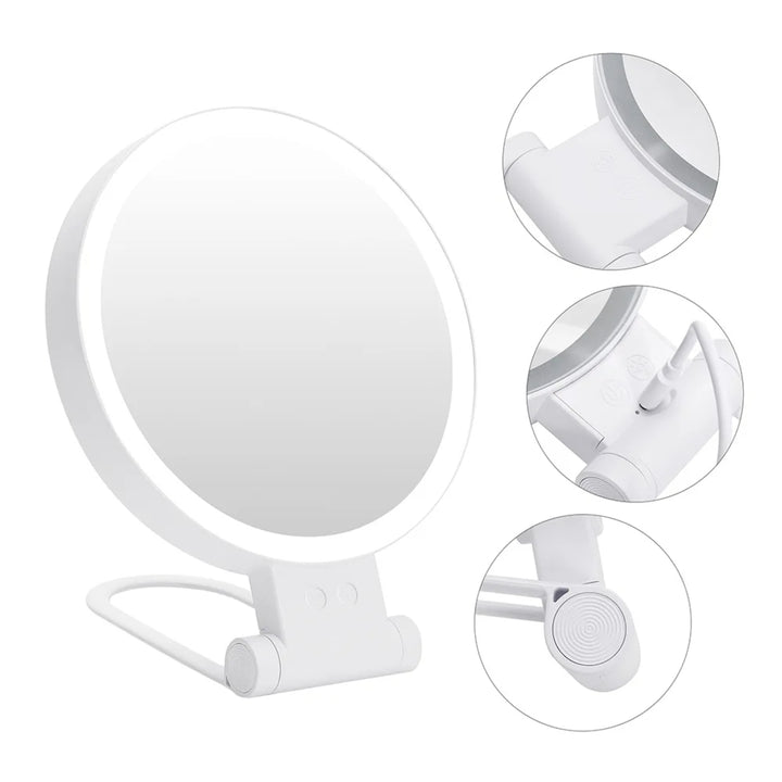 Portable Rechargeable LED Make-Up Mirror – Double-Sided Foldable Desktop