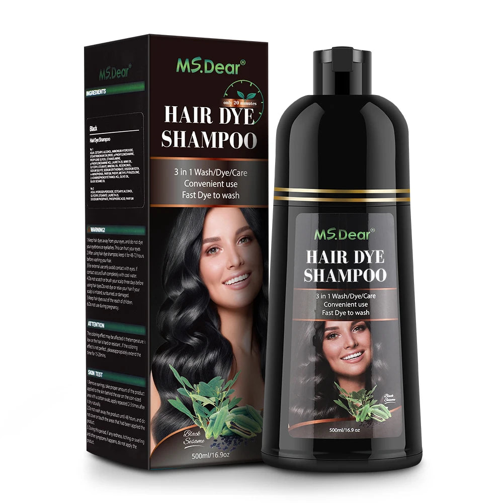 Instant Black Hair Dye Shampoo – Natural Ginseng Hair Colouring 500ml