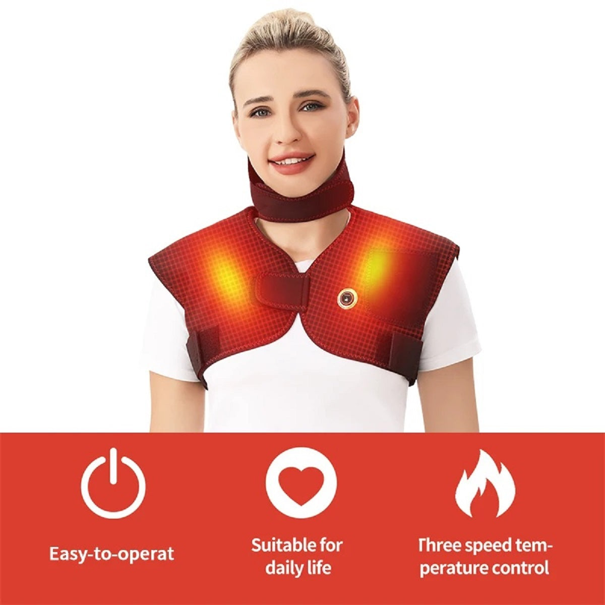 Electric Heating Pad – 3-Level USB Neck and Shoulder Massager