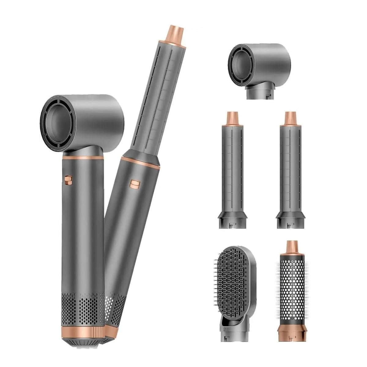 5-in-1 Foldable Hair Dryer – Portable Styling Brush Curler and Straightener