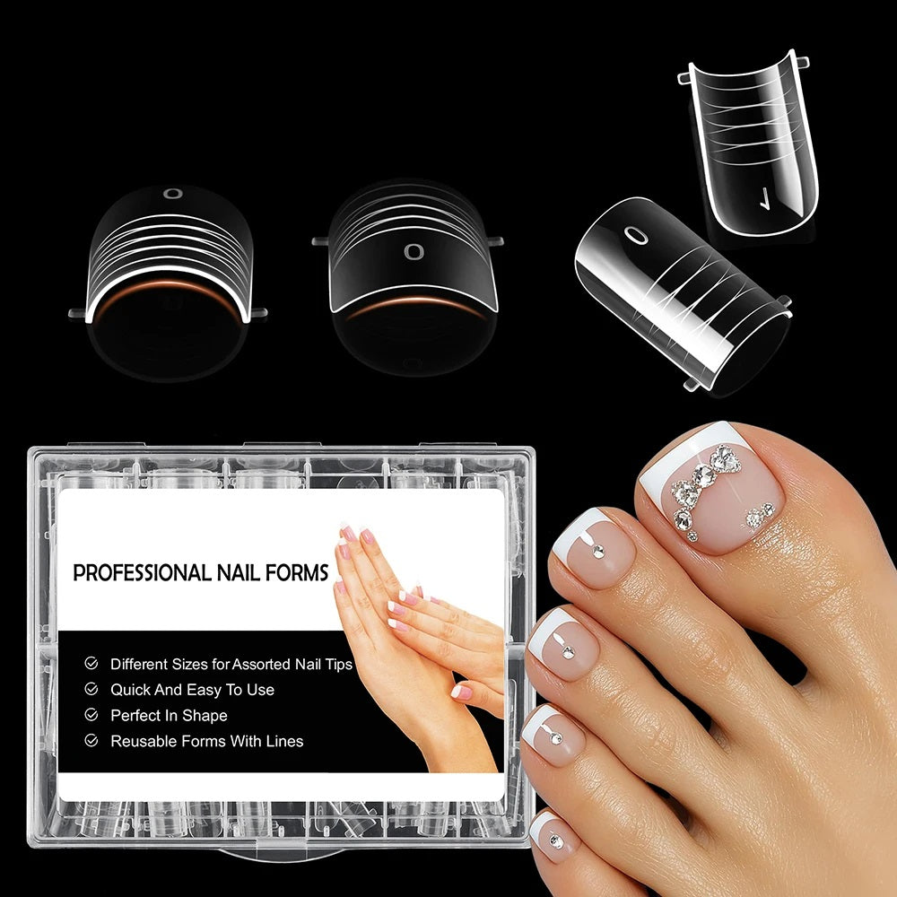 120-Pc Toe Nail Dual Forms – Full-Cover Gel Acrylic Extension Molds