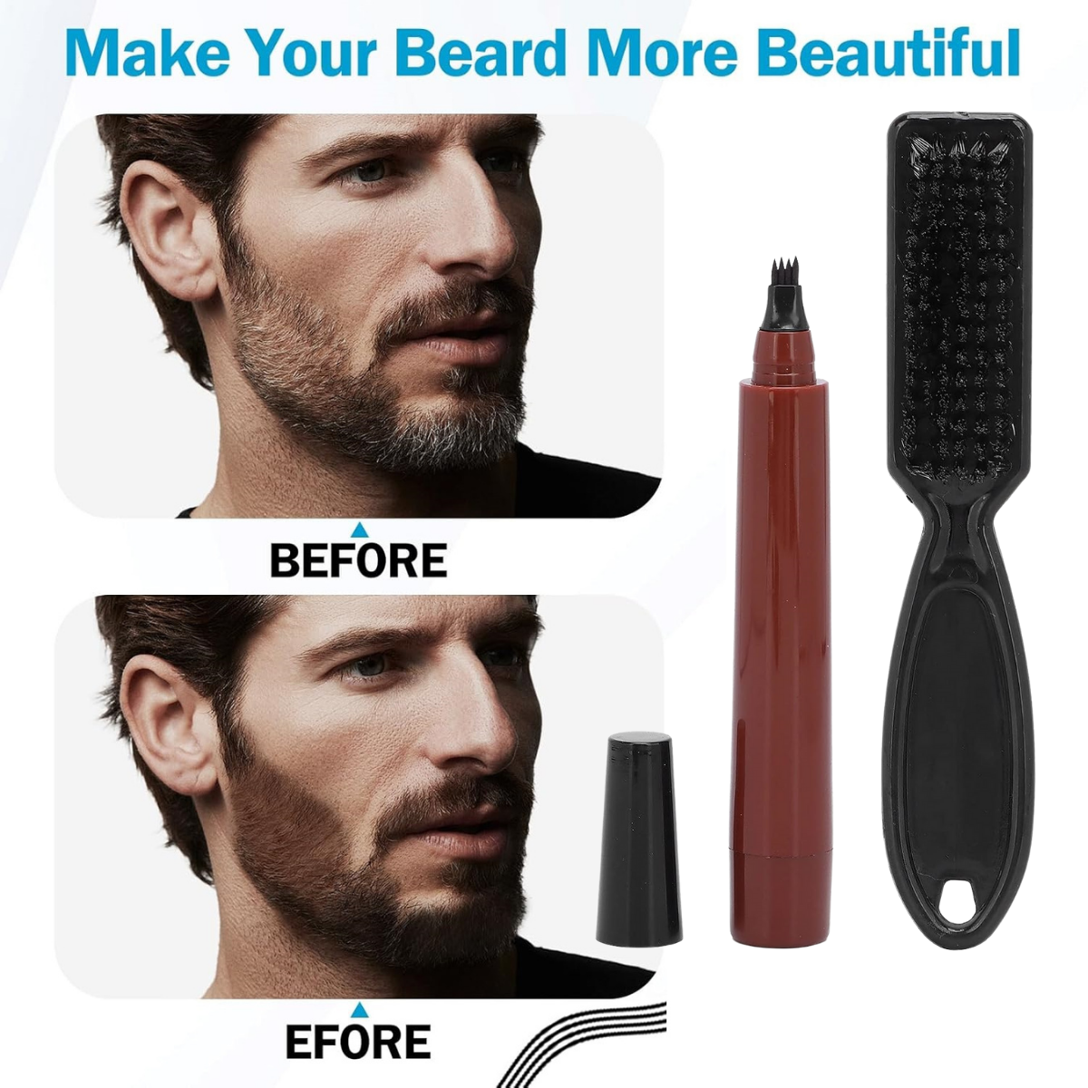 Beard Filling Pen Kit – Waterproof Beard Pencil and Brush