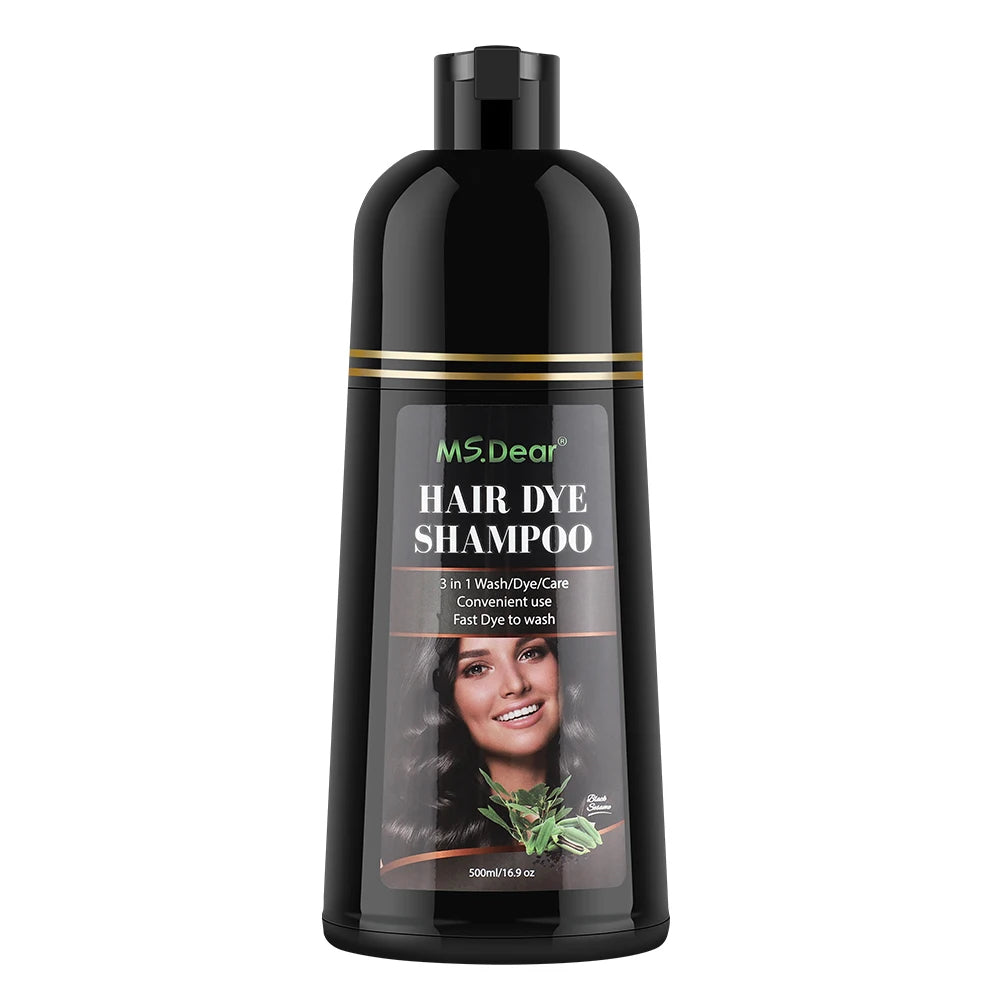 Instant Black Hair Dye Shampoo – Natural Ginseng Hair Colouring 500ml
