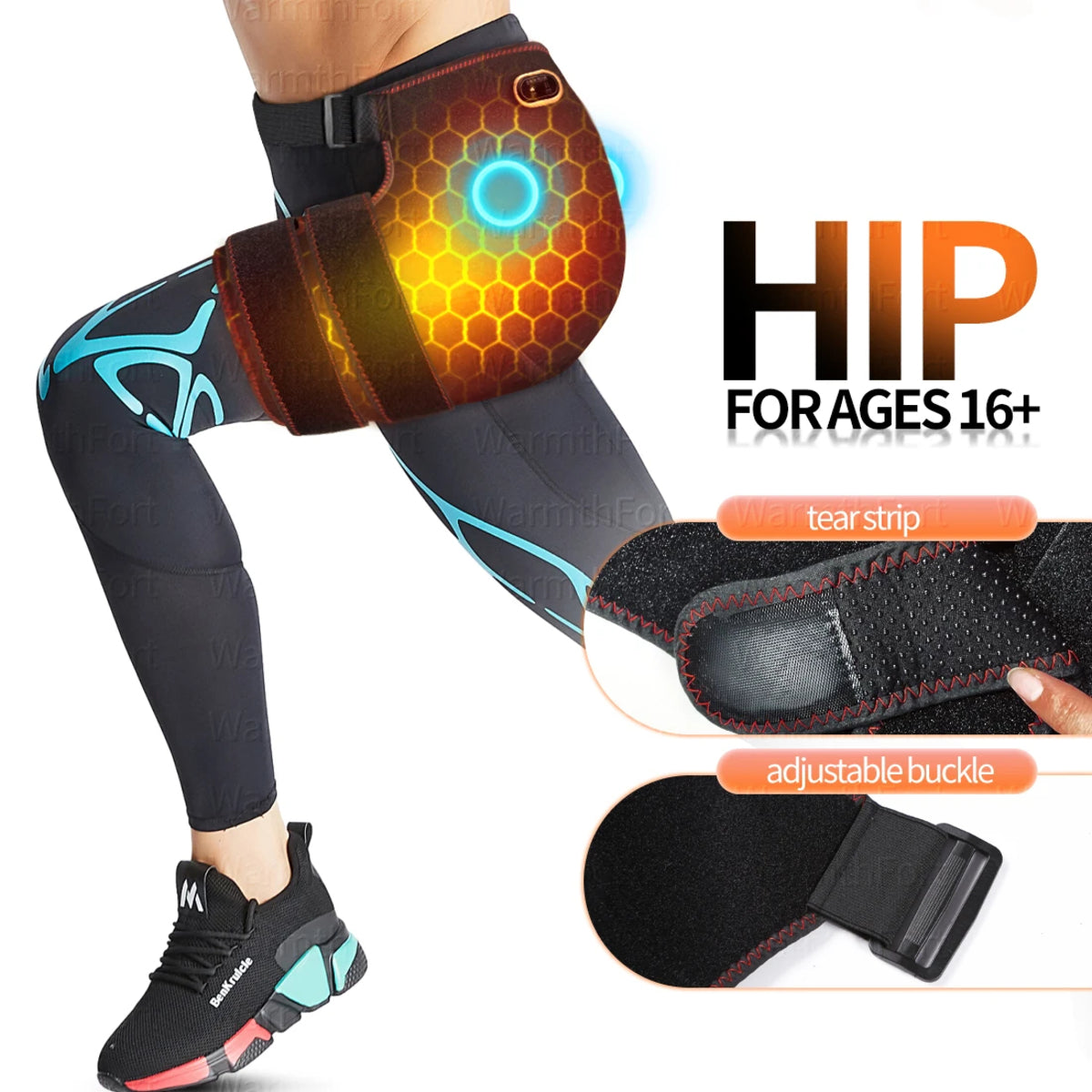 Heated Hip Support Brace – Electric Heat And Massage Pad