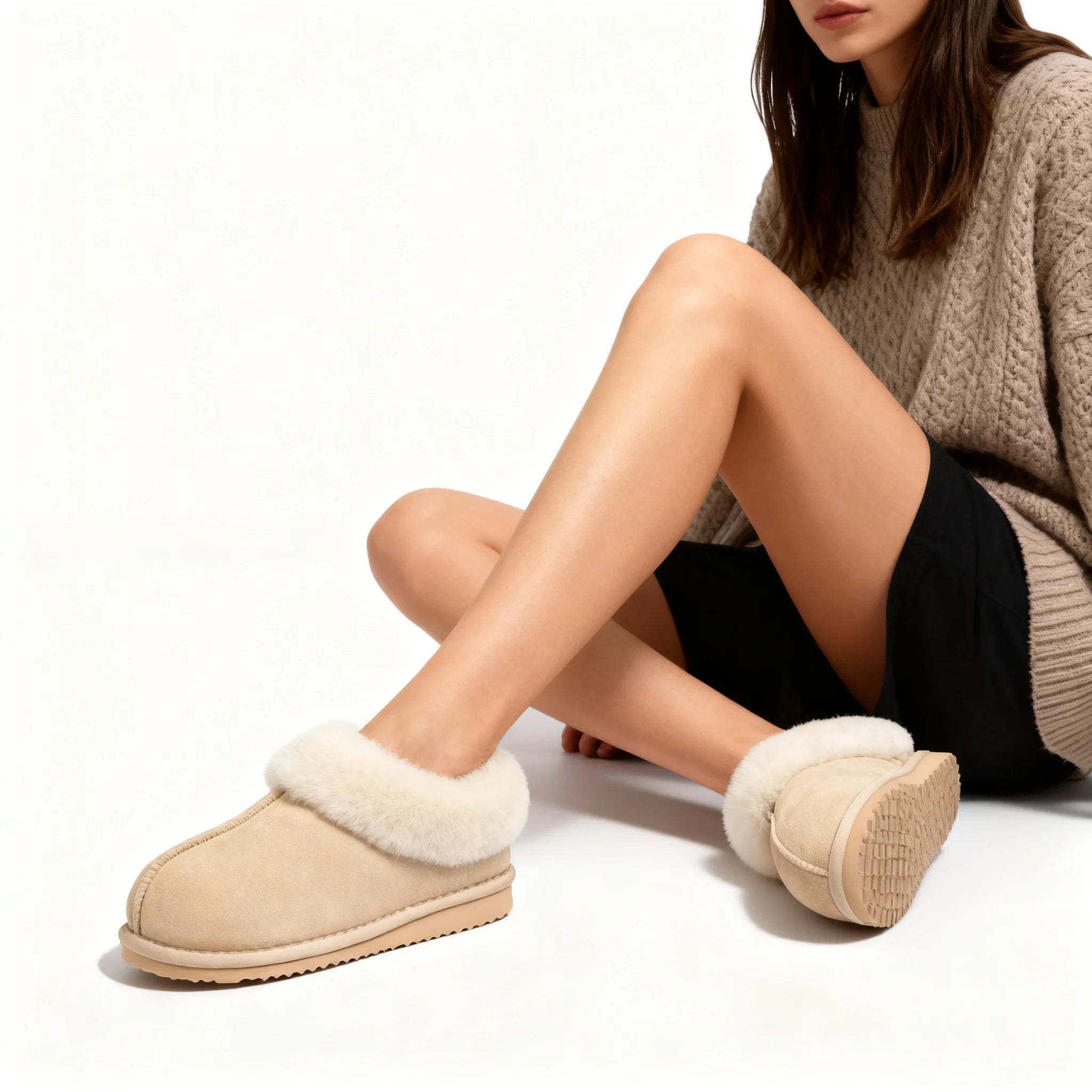 Fuzzy Winter Slippers – Plush Fur Slides for Indoor & Outdoor