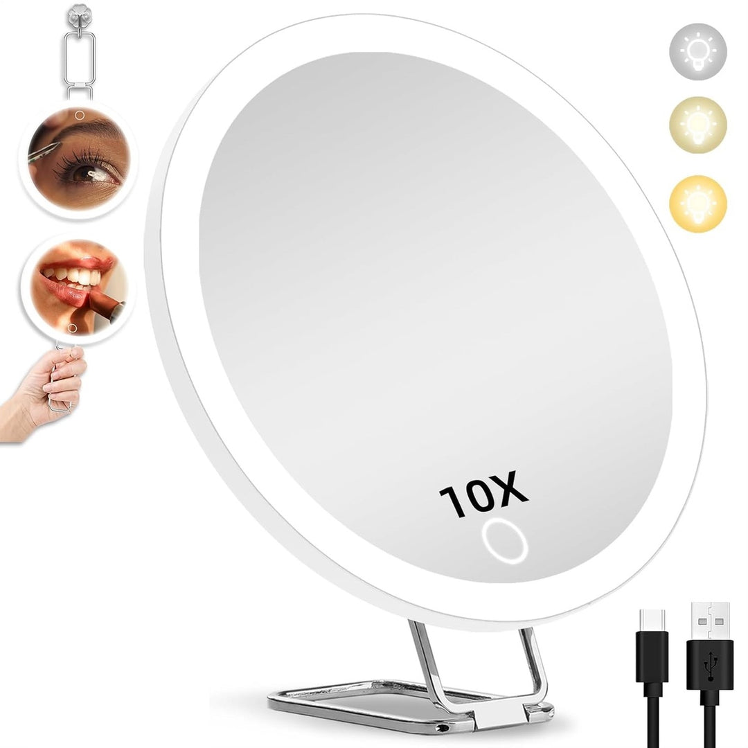 LED Magnifying Make-Up Mirror – 360° Adjustable Suction Cup Foldable
