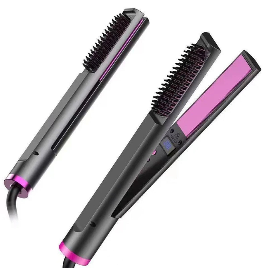 2 in 1 Ceramic Flat Iron Hair Straightener And Hot Brush