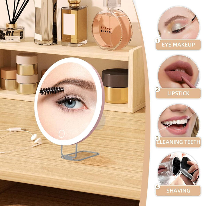LED Magnifying Make-Up Mirror – 360° Adjustable Suction Cup Foldable