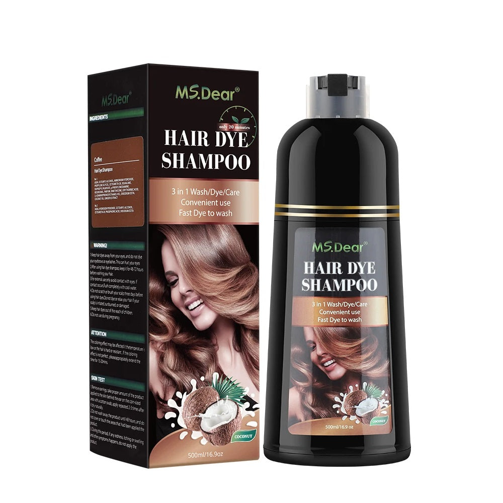 Instant Black Hair Dye Shampoo – Natural Ginseng Hair Colouring 500ml