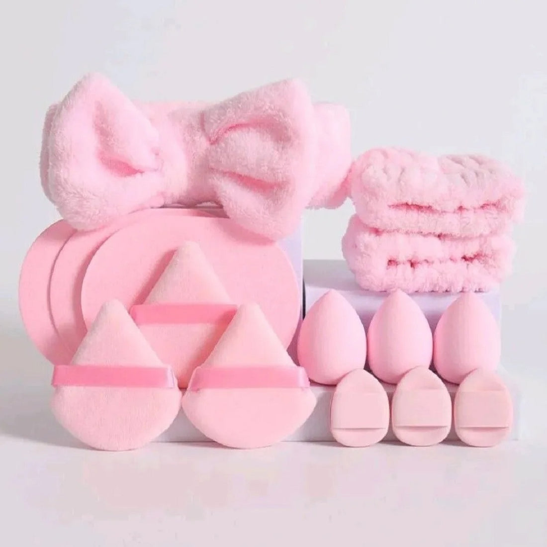 14 Pcs Headband Wristband Reusable Makeup Puff Soft Sponge Set