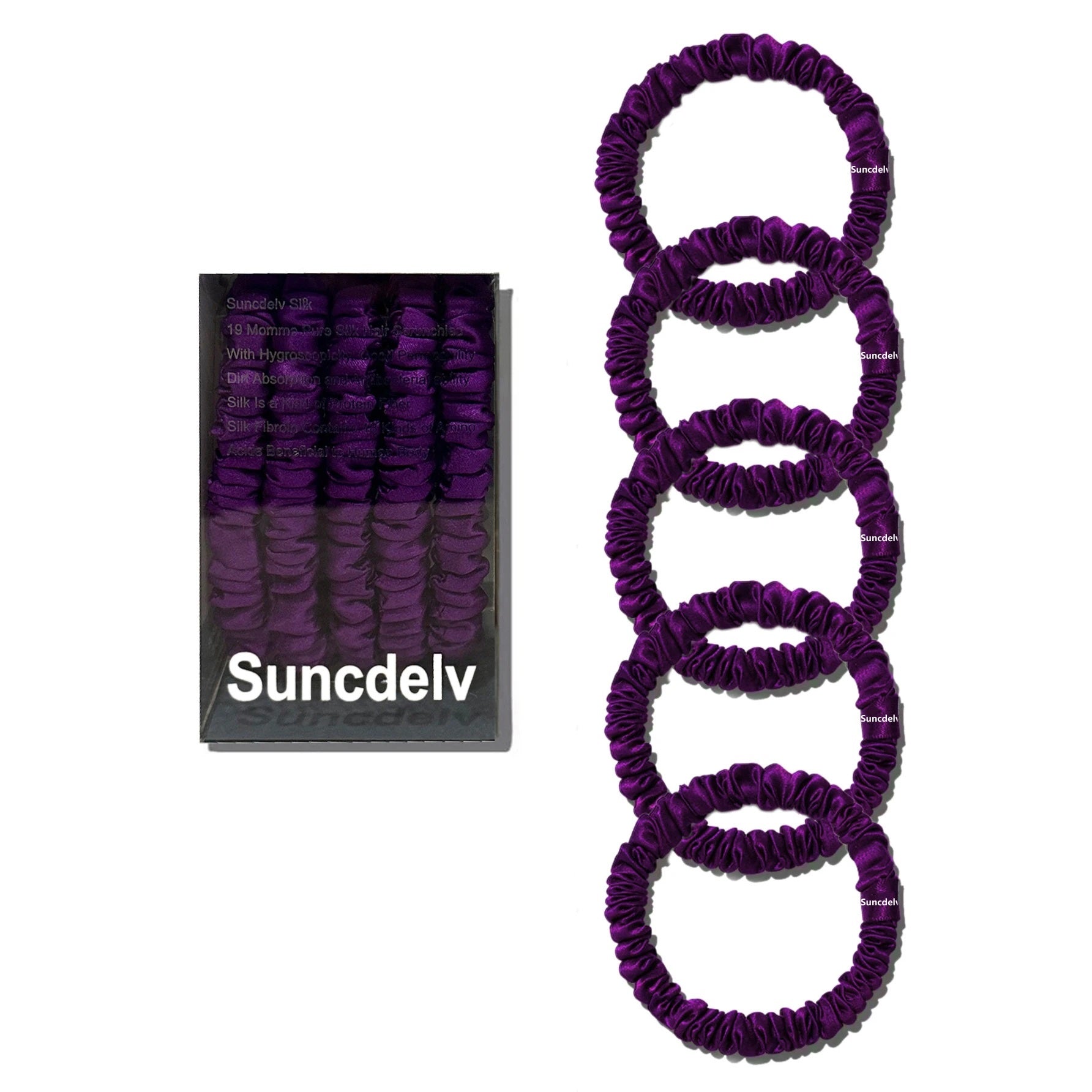 5-Pack Mulberry Silk Scrunchies – Hair Ties for Women and Girls