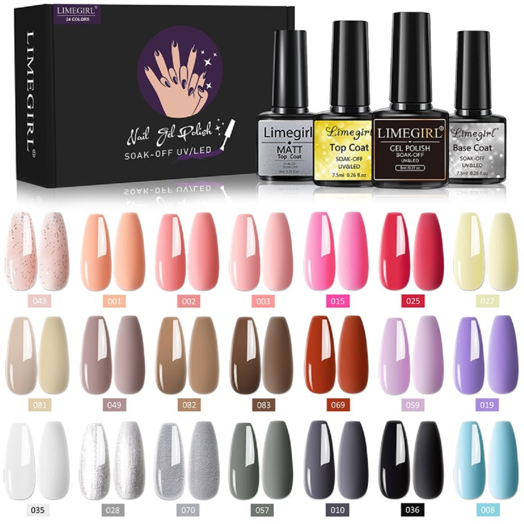 Gel Nail Polish Pink Glitter Gel Varnish Soak Off kit