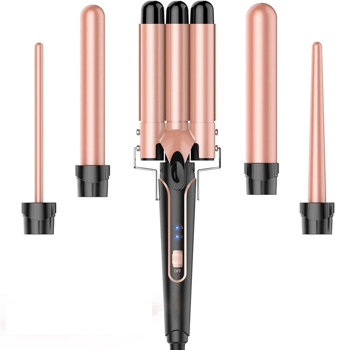 5 in 1 Curling Wand Set with 3 Barrel Hair Crimper