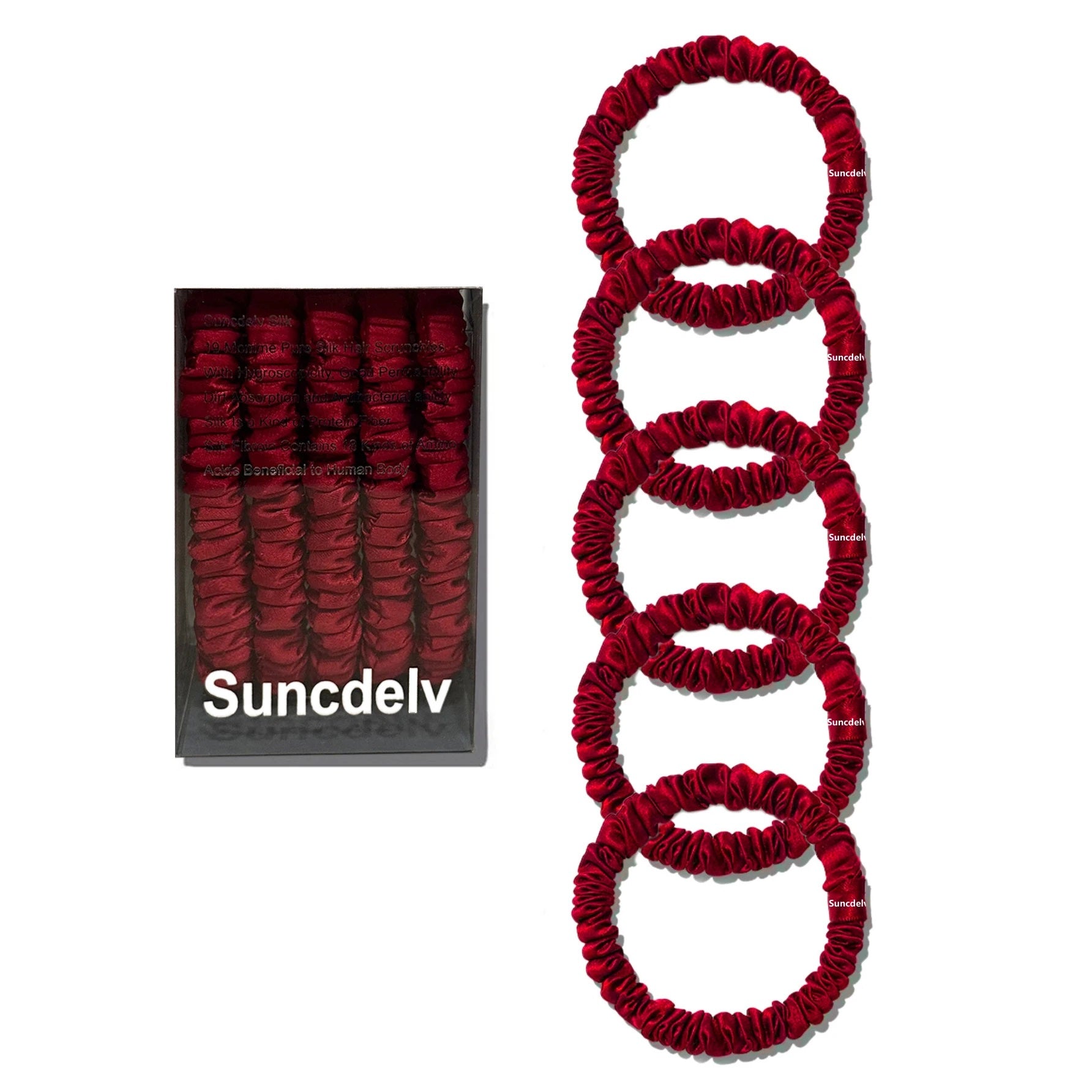 5-Pack Mulberry Silk Scrunchies – Hair Ties for Women and Girls