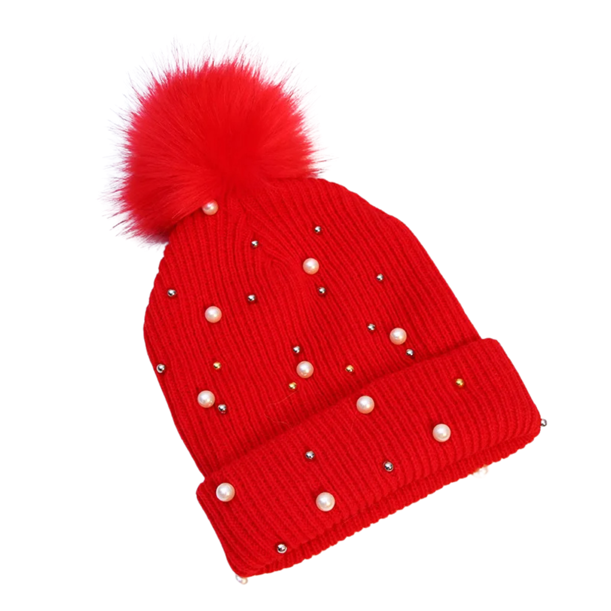 Women's Winter Beanie Hat with Pearls Beanies Cap
