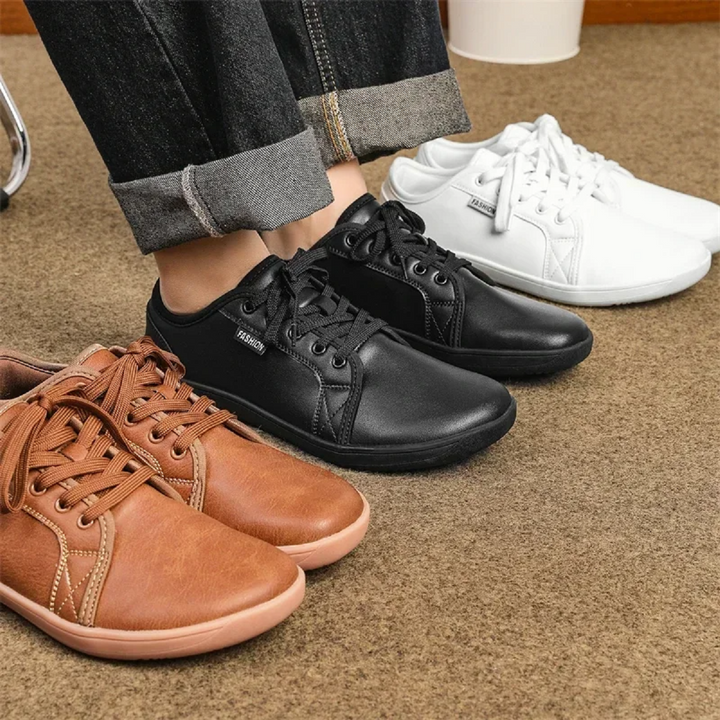 Wide Toe Barefoot Shoes Casual Leather Sneakers