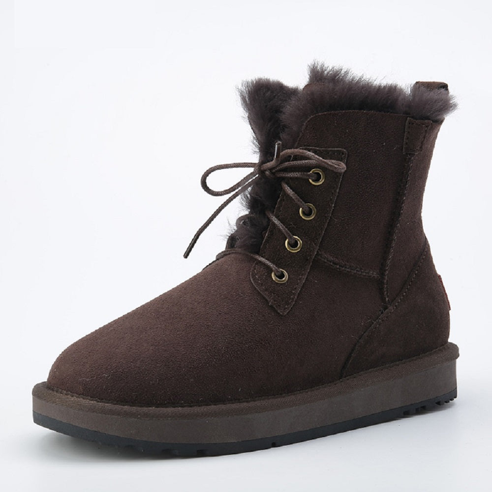 Women's Winter Snow Boots  Suede Leather Warm Shoes