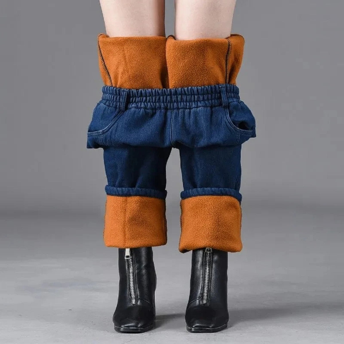 Women's Vintage Thicken Warm Winter Fleece Lined Jeans