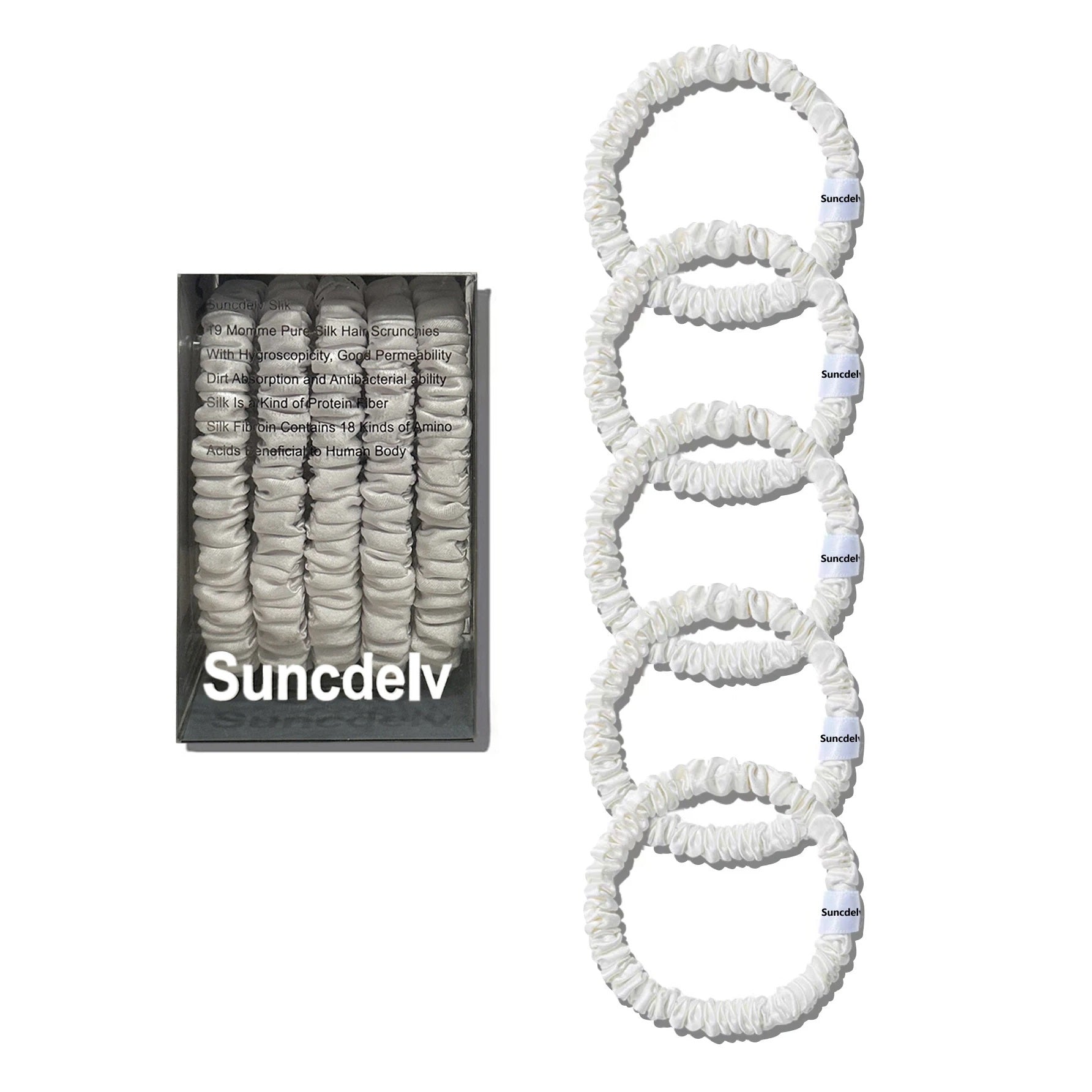 5-Pack Mulberry Silk Scrunchies – Hair Ties for Women and Girls