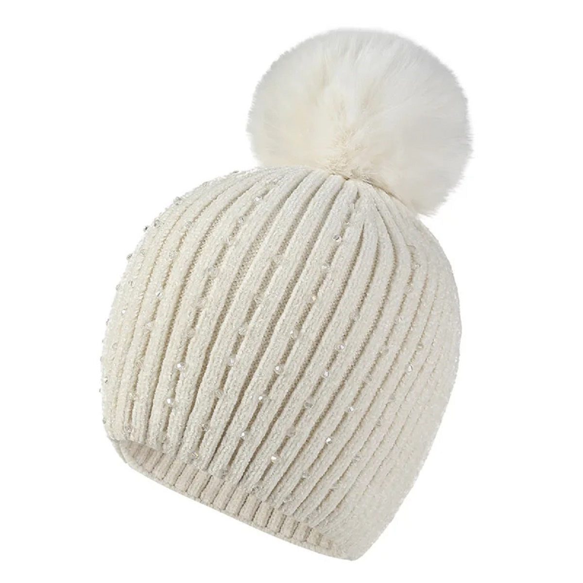 Women's Winter Beanie Hat with Pearls Beanies Cap