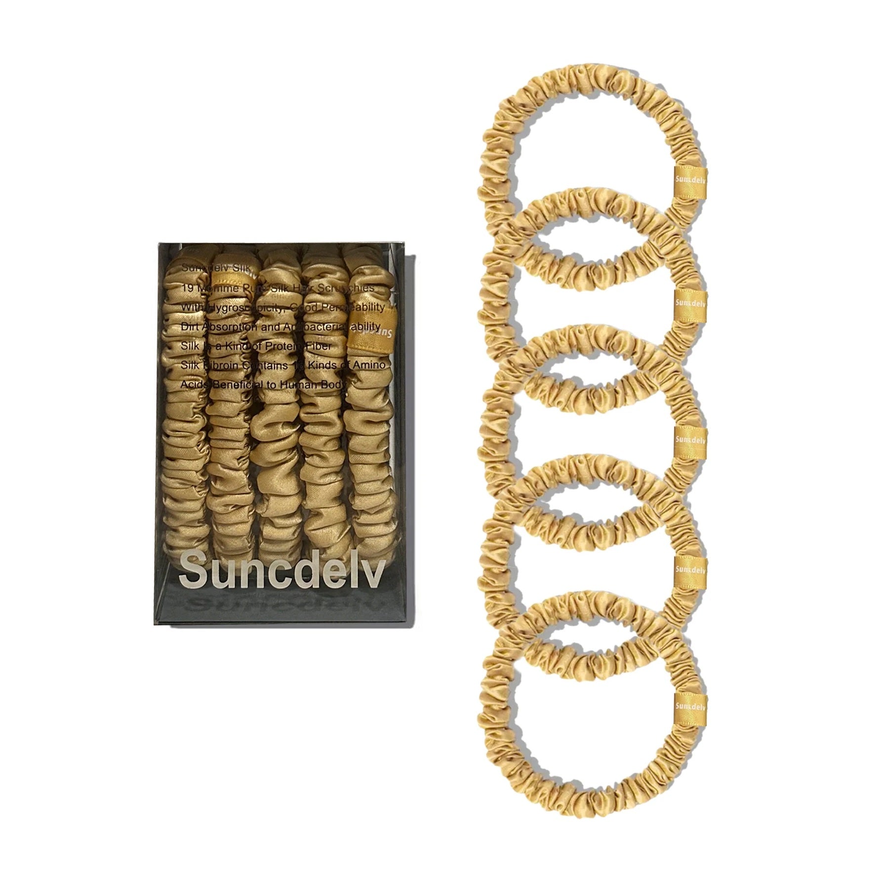 5-Pack Mulberry Silk Scrunchies – Hair Ties for Women and Girls