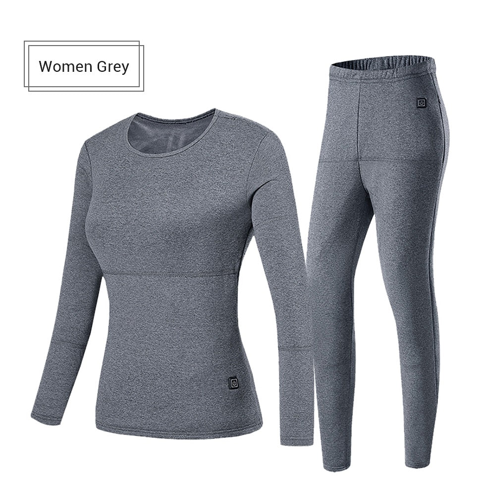 Heated Thermal Underwear Fleece Warm Top Pants Electric Heating Clothing