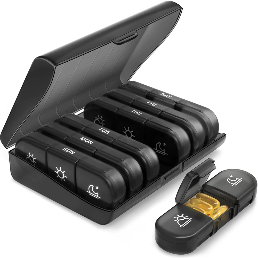 Pill box 7 days organizer with large compartments
