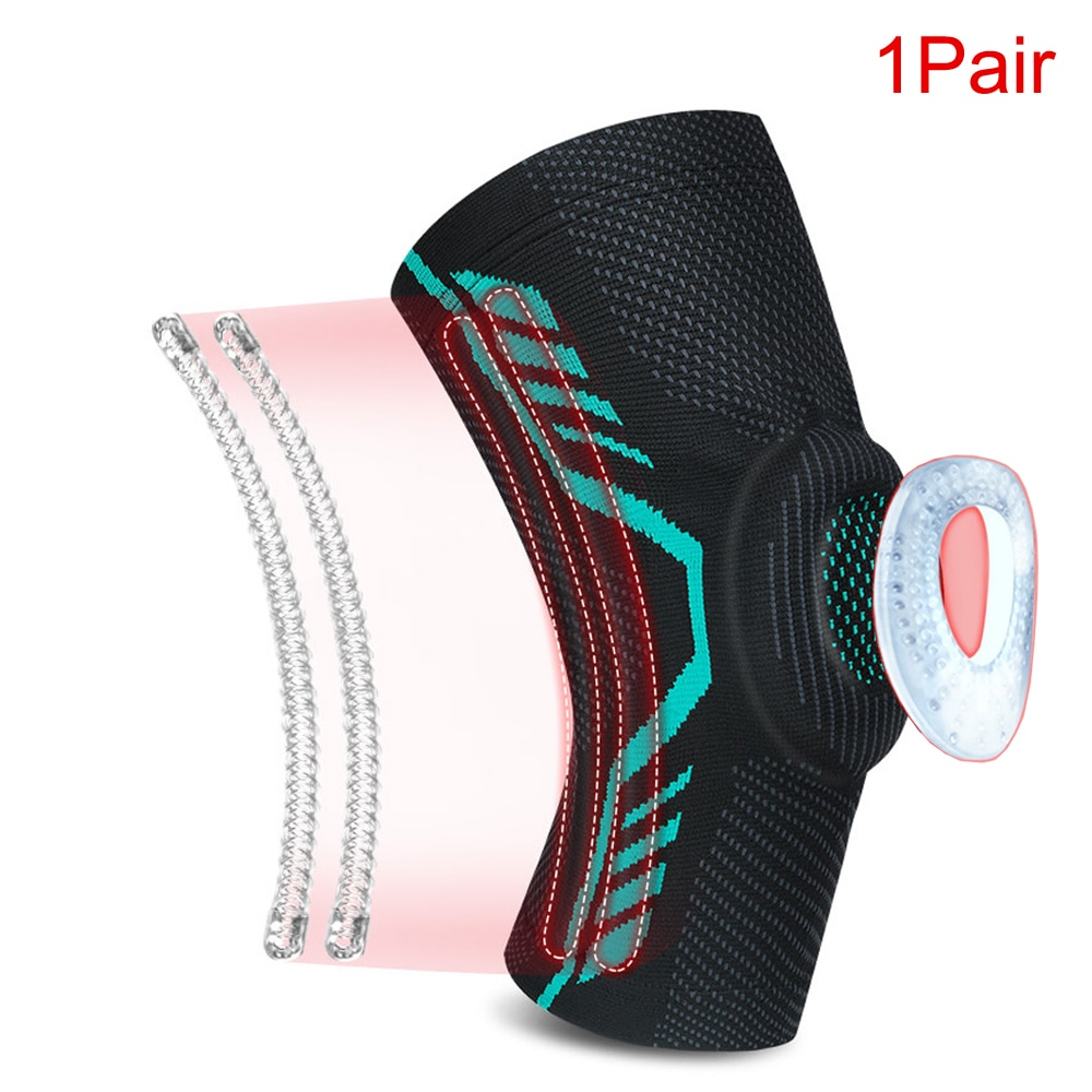 1Pair compression knee support brace with gel pads