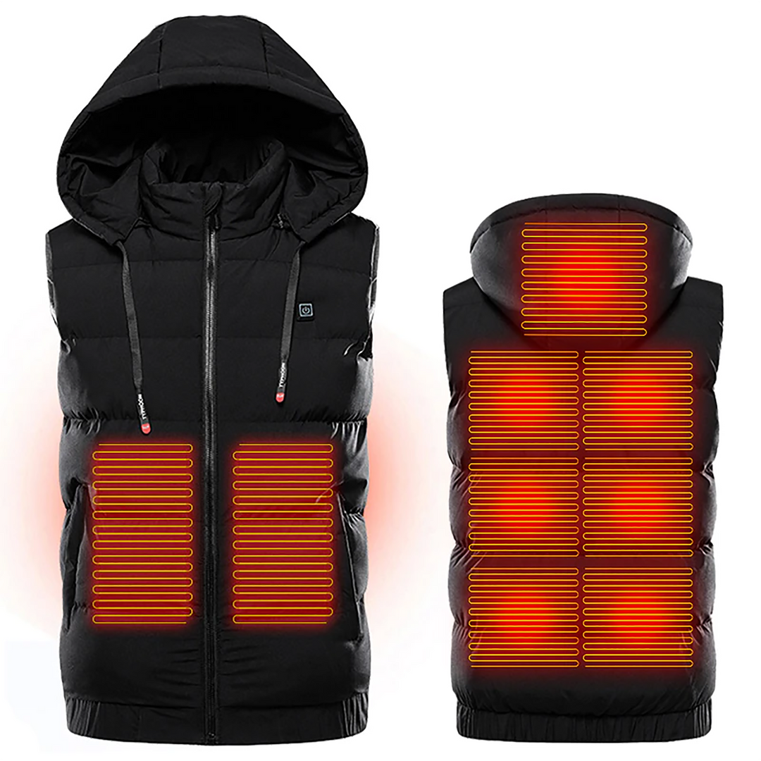 Winter Electric 9 Heated Hooded Vest Thermal Waterproof Jacket