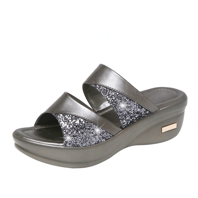 Women’s glitter PU wedges sandals iciCosmetic