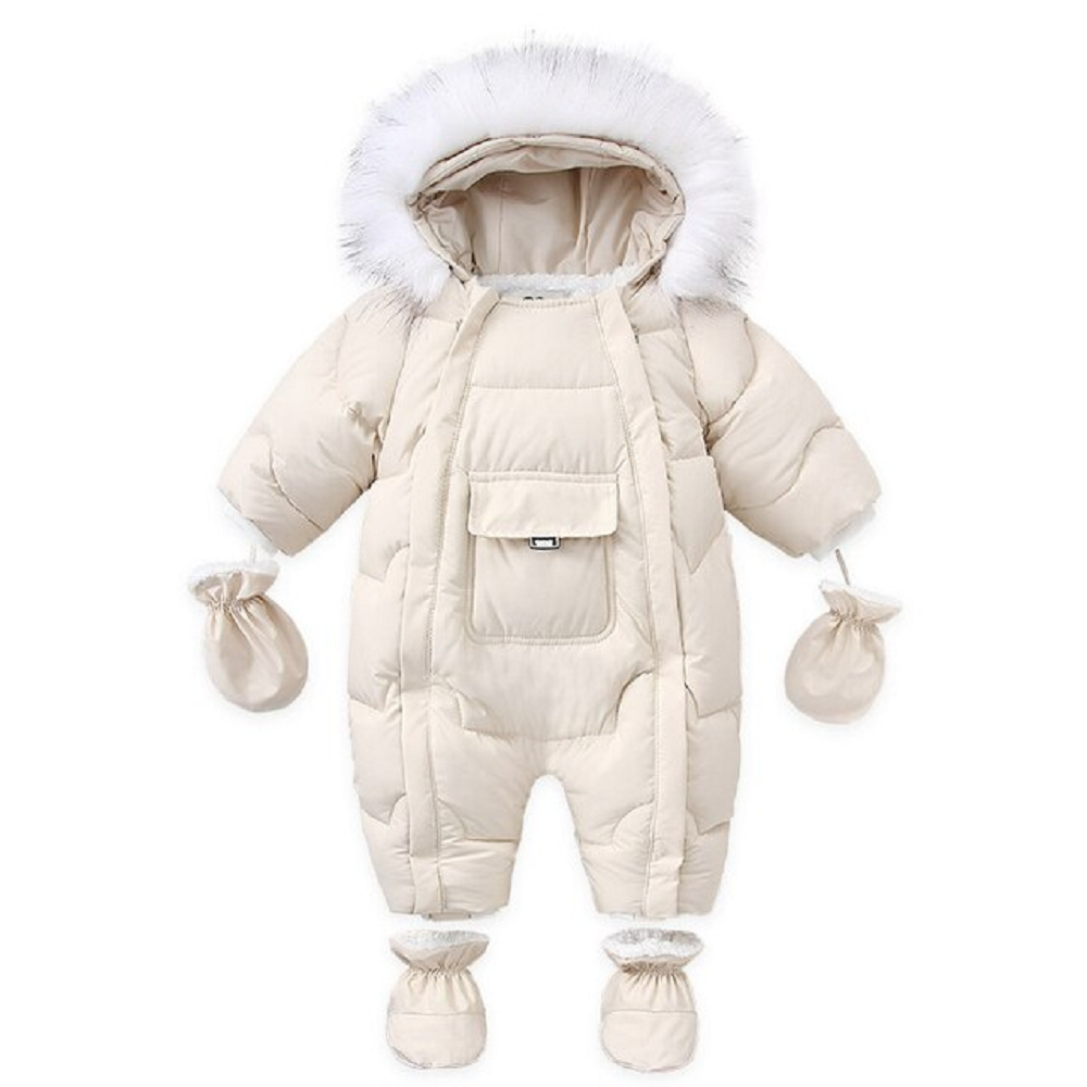 Baby jumpsuit with glove winter cotton plus velvet baby coat romper