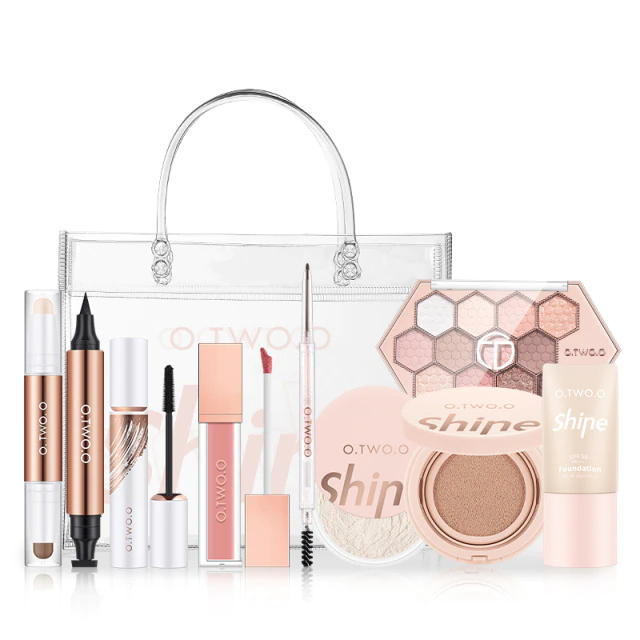 10pcs-makeup-set-eyeshadow-foundation-contour-stick-loose-powder-bb-cream-eyeliner-mascara-lipstick-with-cosmetic-bag