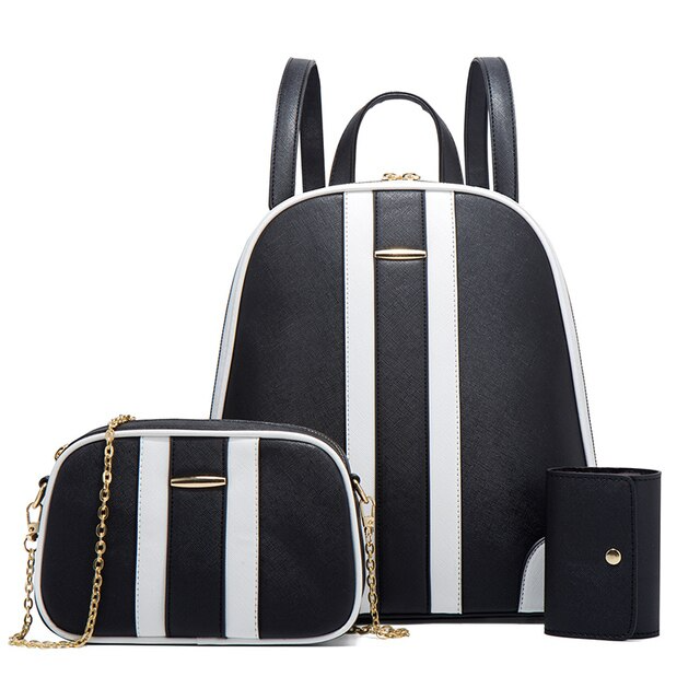 Women's bag PU leather purses shoulder backpack set