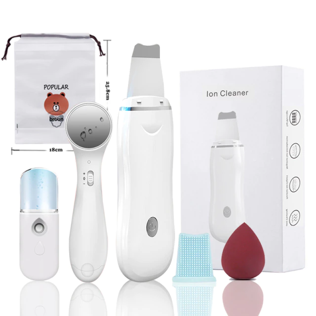 Ultrasonic Skin Scrubber Deep Face Cleaning Device Kit