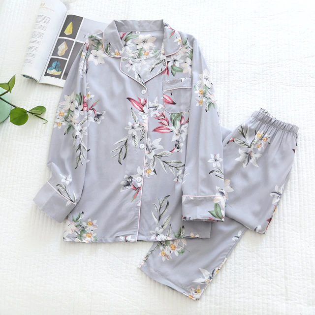 Women's thin long-sleeved viscose cotton pajamas  iciCosmetic™