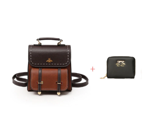 Little Bee Vintage Faux-Leather Backpack iciCosmetic