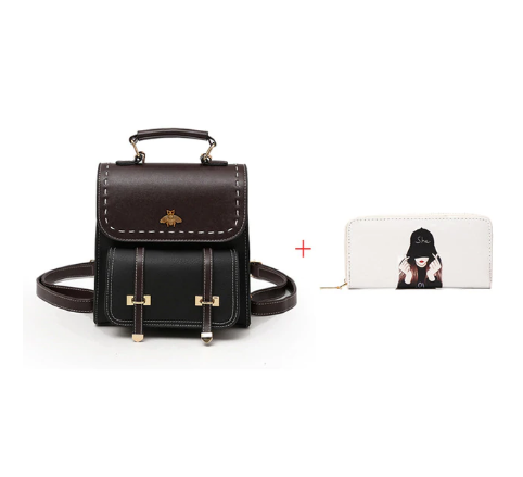 Little Bee Vintage Faux-Leather Backpack iciCosmetic