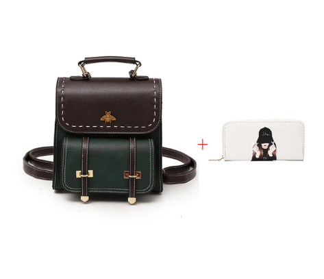 Little Bee Vintage Faux-Leather Backpack iciCosmetic