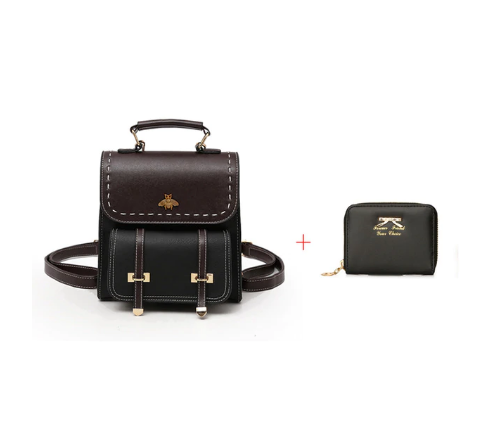 Little Bee Vintage Faux-Leather Backpack iciCosmetic