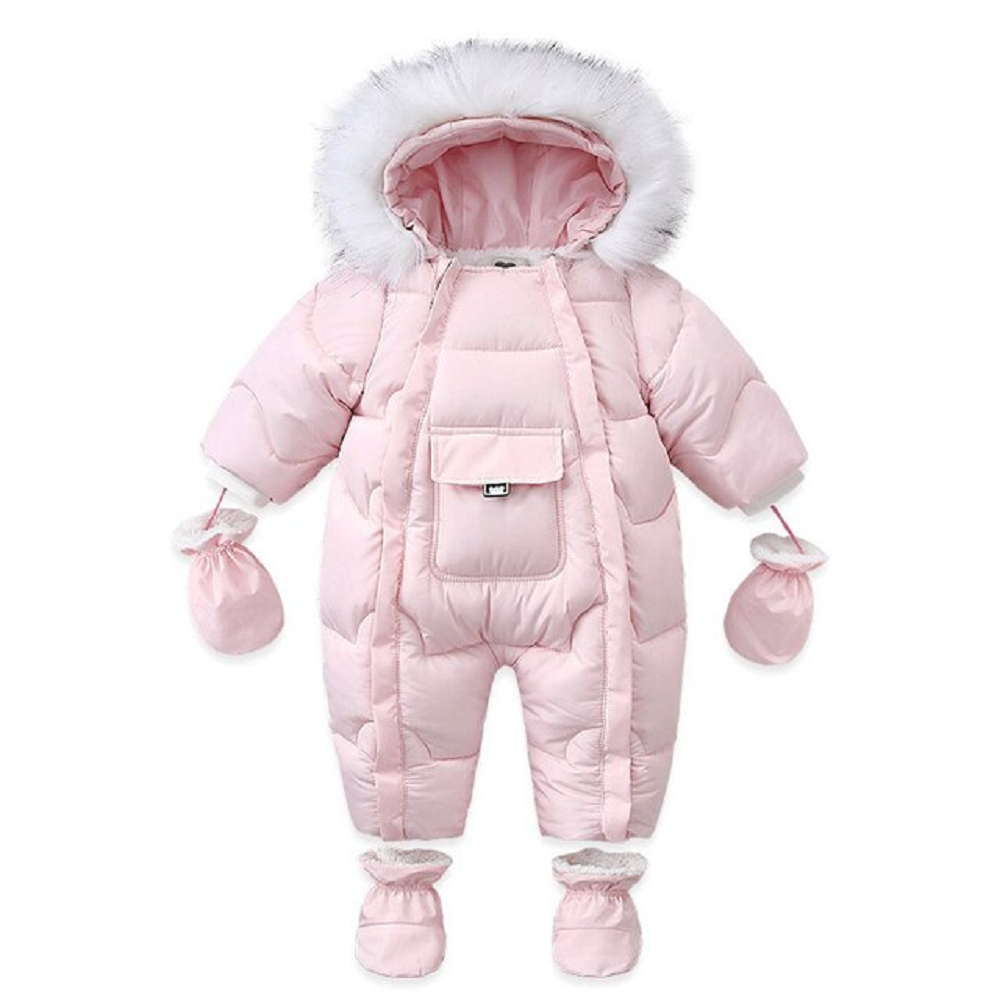 Baby jumpsuit with glove winter cotton plus velvet baby coat romper