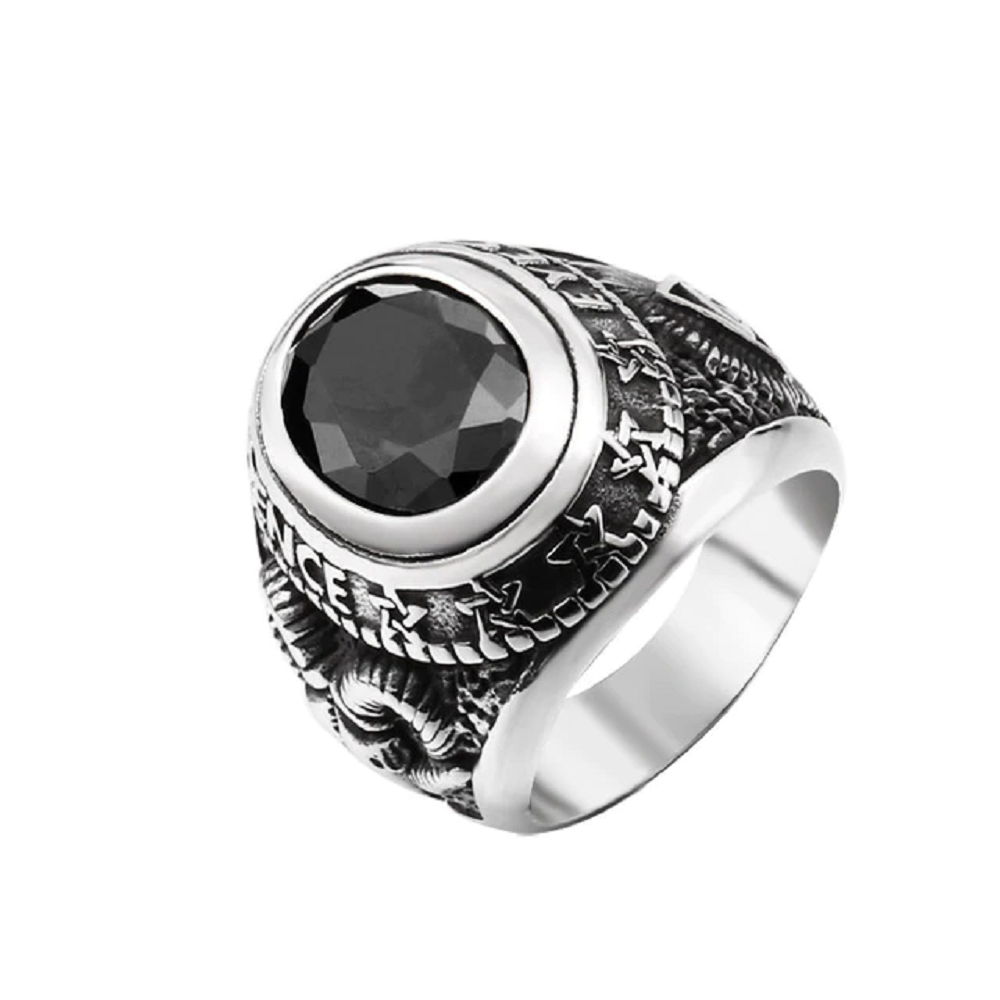 Stainless steel black stone ring stunning