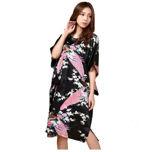 Satin robe dress nightgown novelty women's kaftan bath gown iciCosmetic™