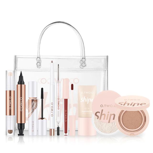 10pcs-makeup-set-eyeshadow-foundation-contour-stick-loose-powder-bb-cream-eyeliner-mascara-lipstick-with-cosmetic-bag