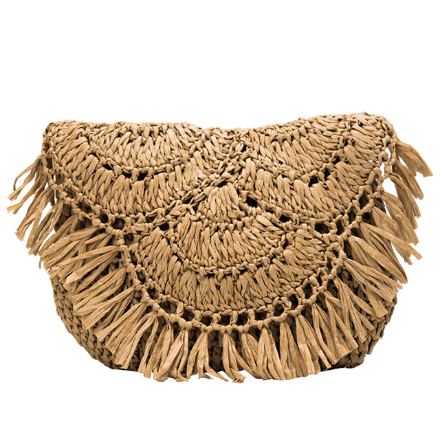 Straw Women Handmade Rattan Woven Handbags Crossbody Bags Clutch