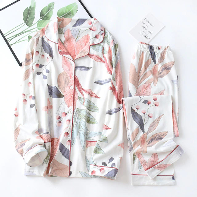 Women's thin long-sleeved viscose cotton pajamas  iciCosmetic™